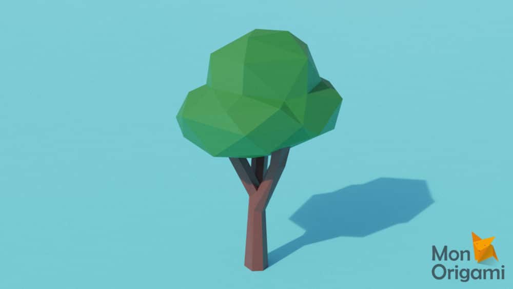 Modèle origami 3D arbre feuillu