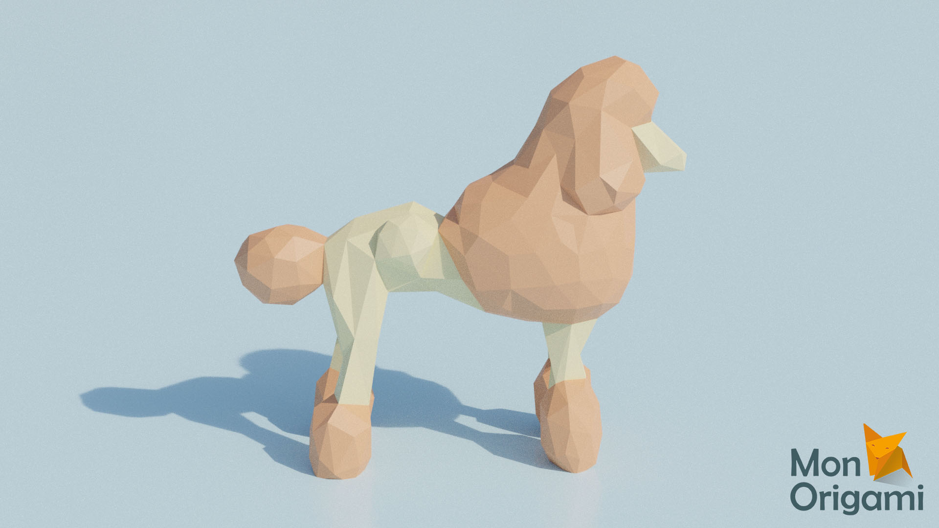 Sculpture origami 3D Caniche