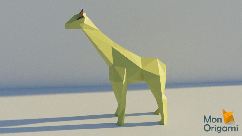 Sculpture papercraft girafe debout de profil