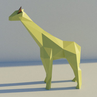 Sculpture papercraft girafe debout de profil