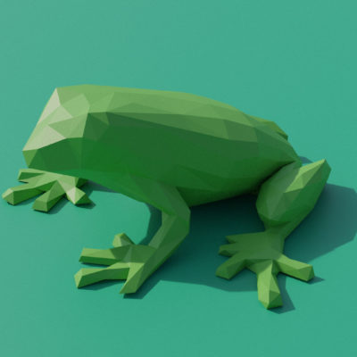 Sculpture grenouille verte origami 3D