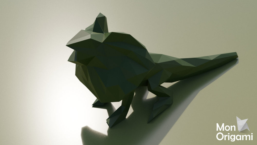 Sculpture lézard à collerette origami 3D