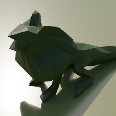 Sculpture lézard à collerette origami 3D