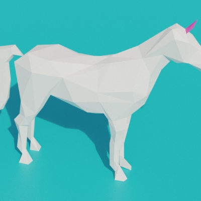 Sculpture licorne origami 3D