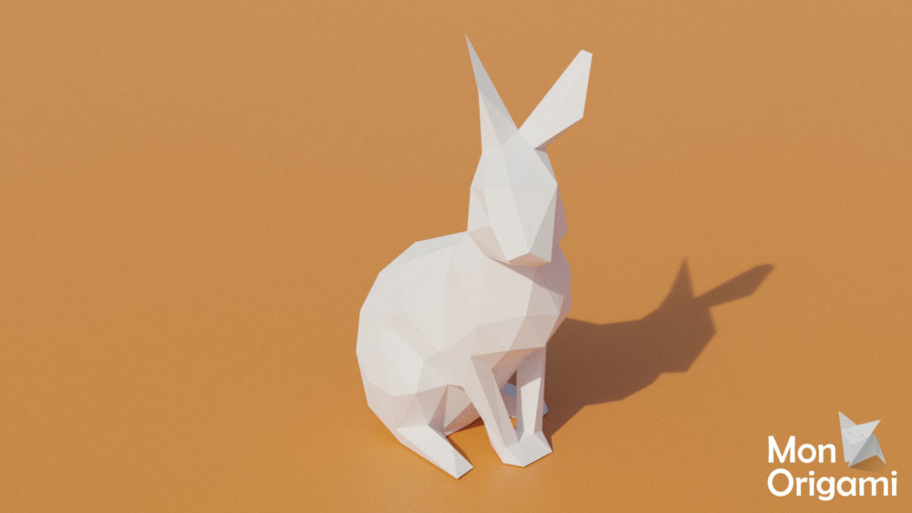 Patron papercraft lapin assis