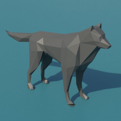 Sculpture loup origami 3D