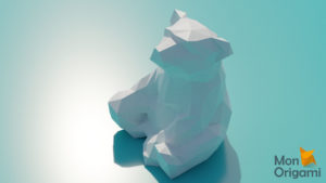 Sculpture ourson assis papercraft