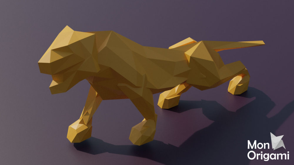 Sculpture tigre en origami 3D