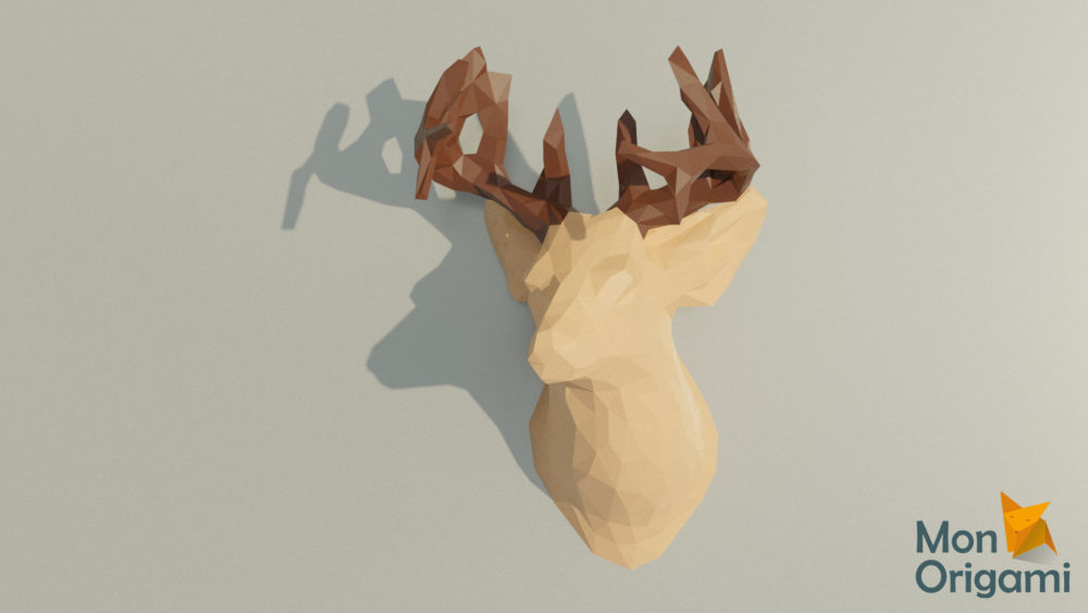 Trophée cerf en papercraft 3D