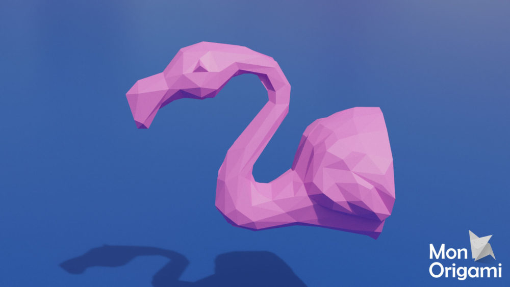 Patron papercraft trophée flamand rose