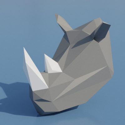 Trophée rhinocéros en origami 3D