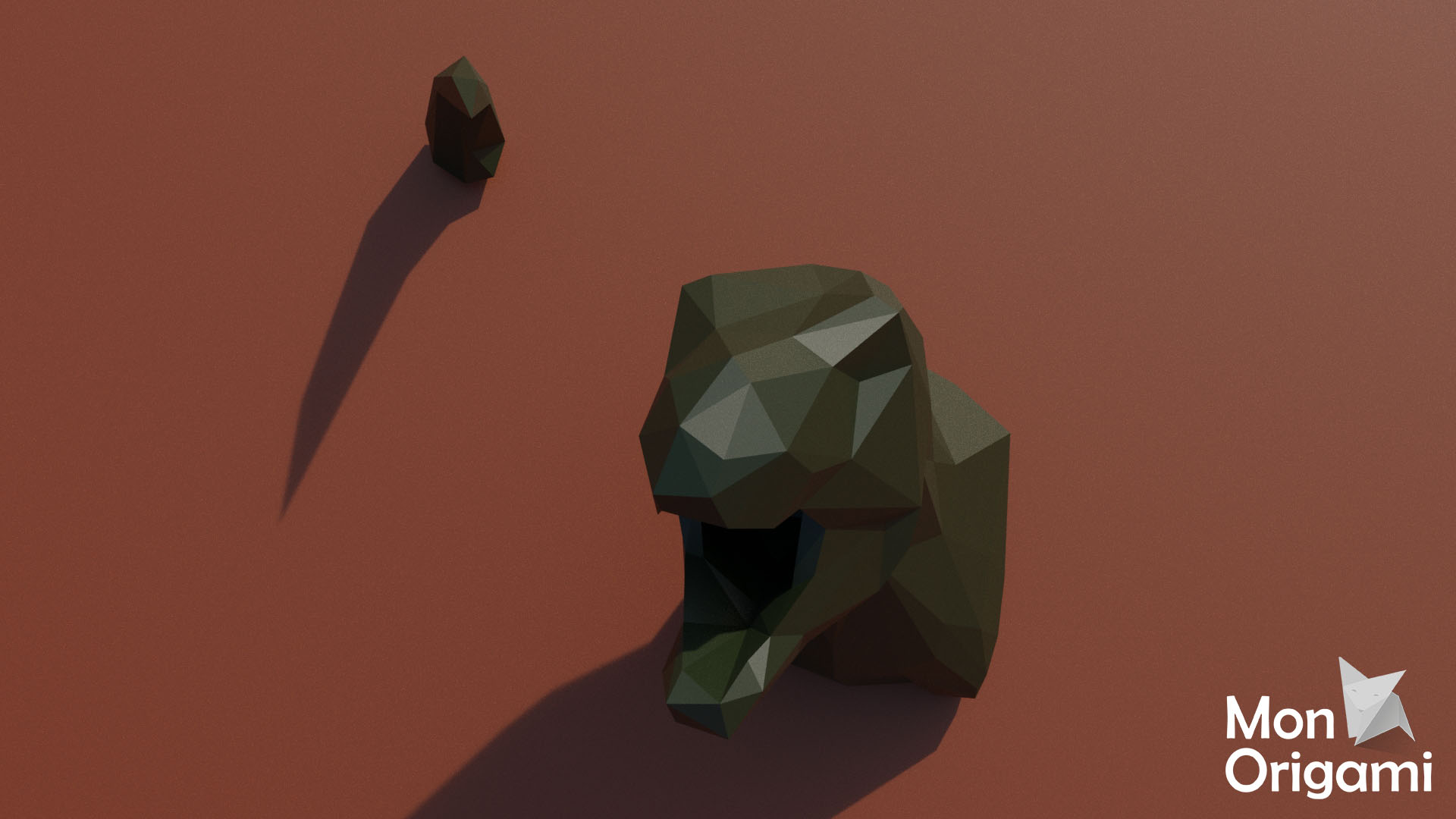 Trophée T-Rex en origami 3D