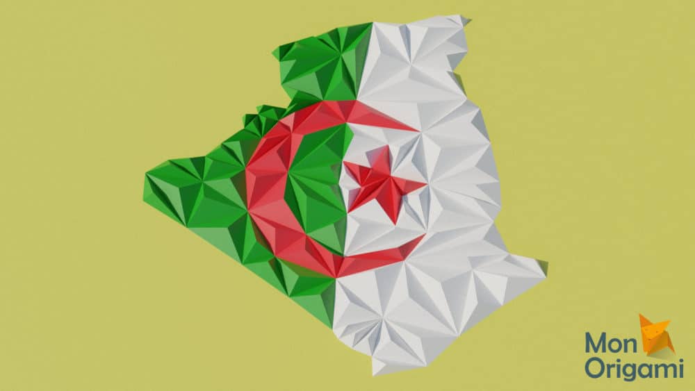 Modèle origami 3D carte de l'Algérie