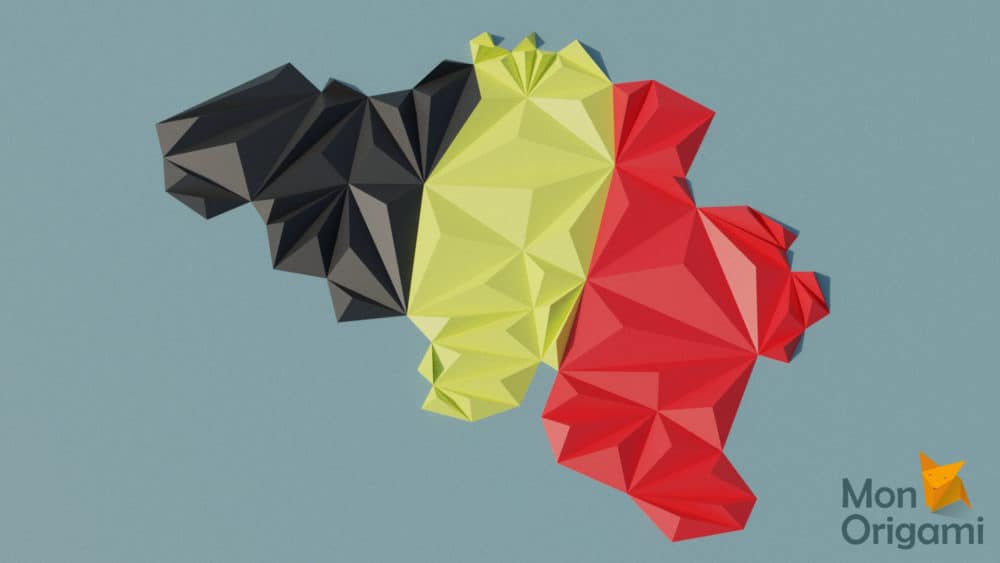 Modèle origami 3D carte de la Belgique