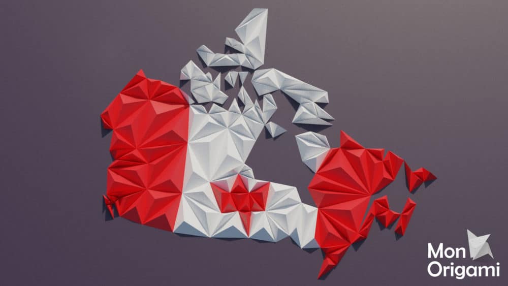 Modèle origami 3D carte du Canada