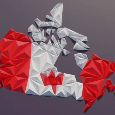 Modèle origami 3D carte du Canada