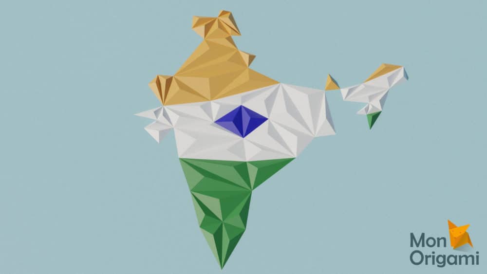 Modèle origami 3D carte de l'Inde