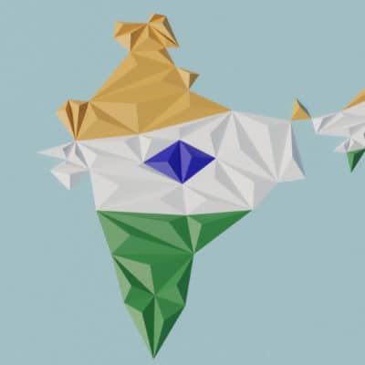 Modèle origami 3D carte de l'Inde