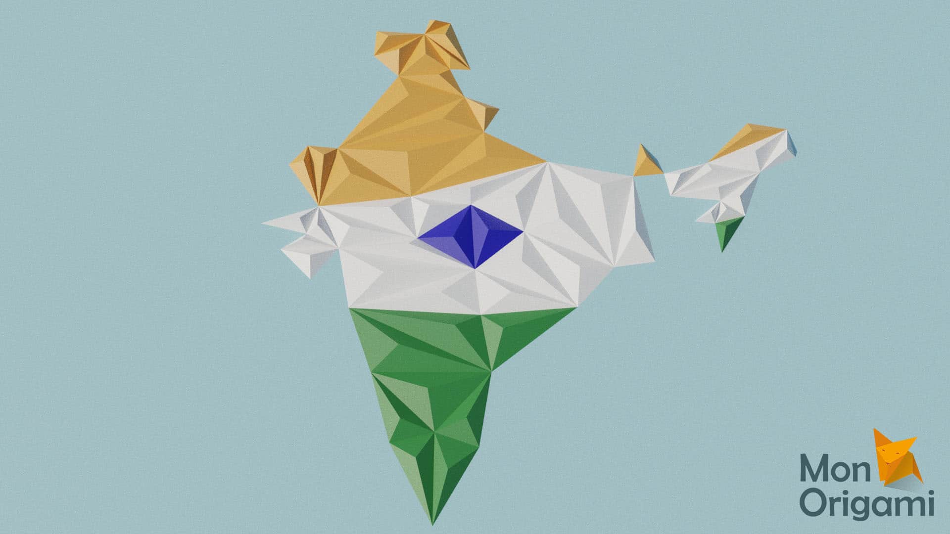 Modèle origami 3D carte de l'Inde