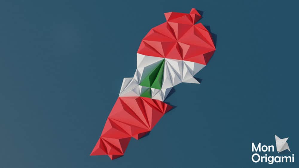 Modèle origami 3D carte du Liban