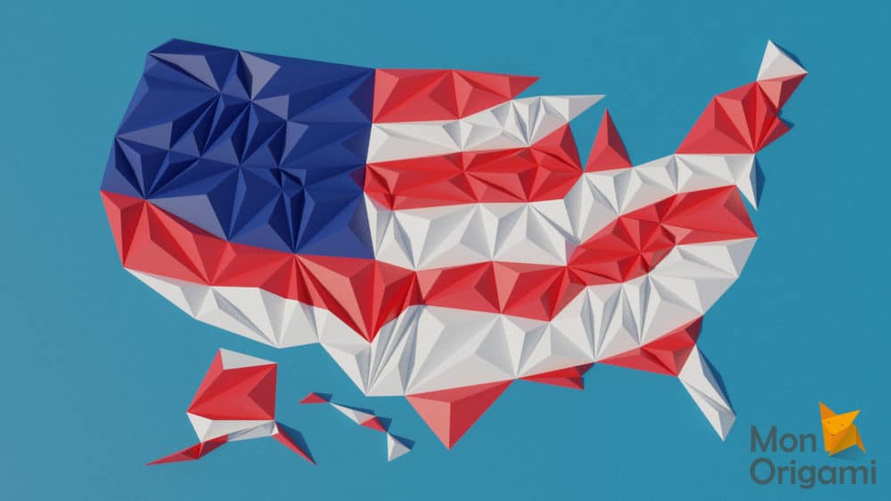 Modèle origami 3D carte des Etats-Unis