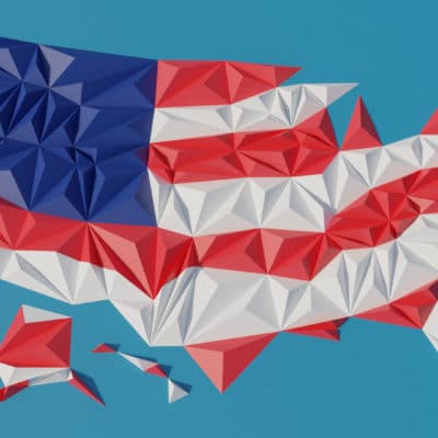 Modèle origami 3D carte des Etats-Unis