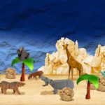 Paysage savane origami avec animaux