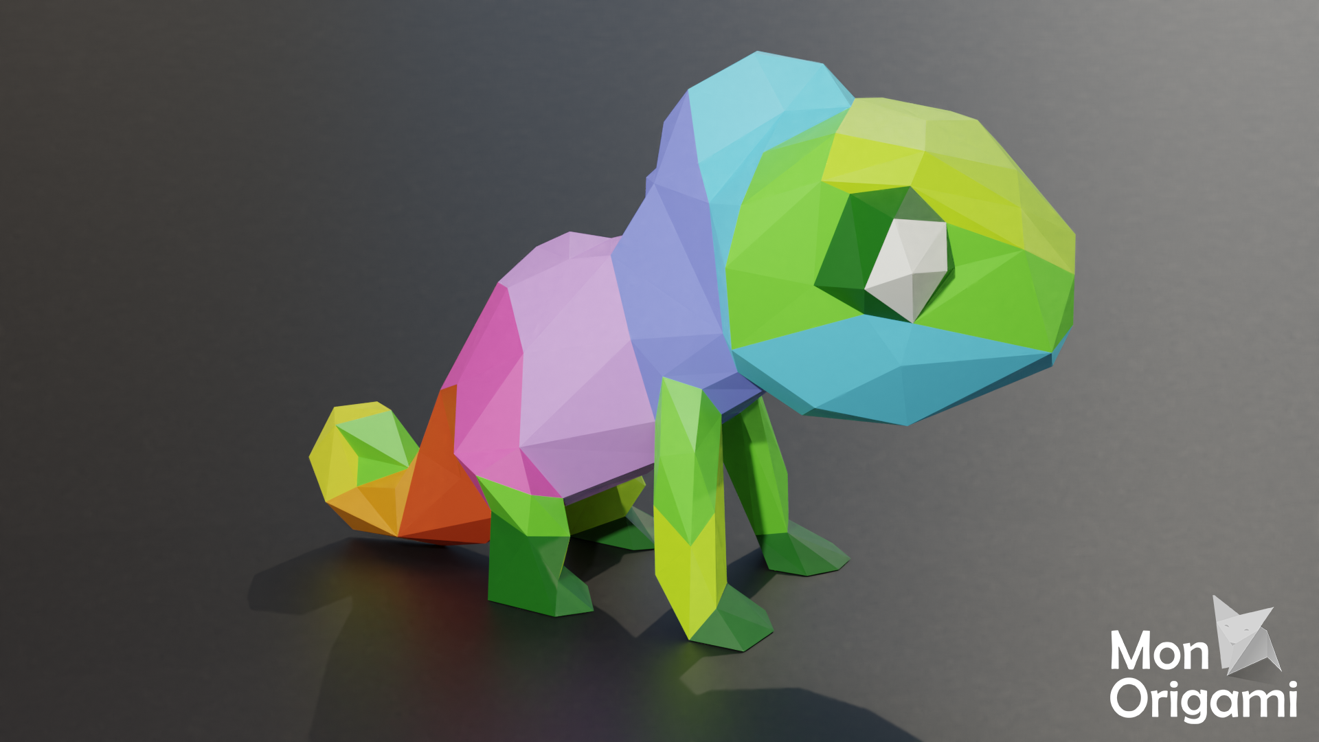 Caméléon en origami 3d